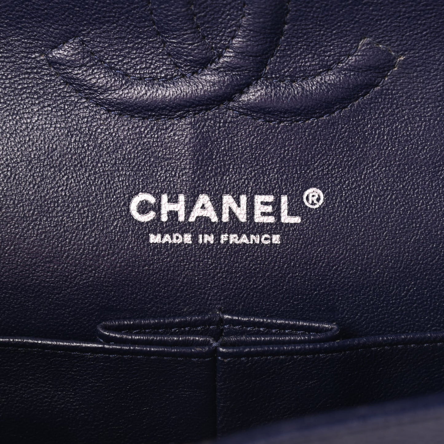 Caviar Quilted Medium Double Flap Dark Blue