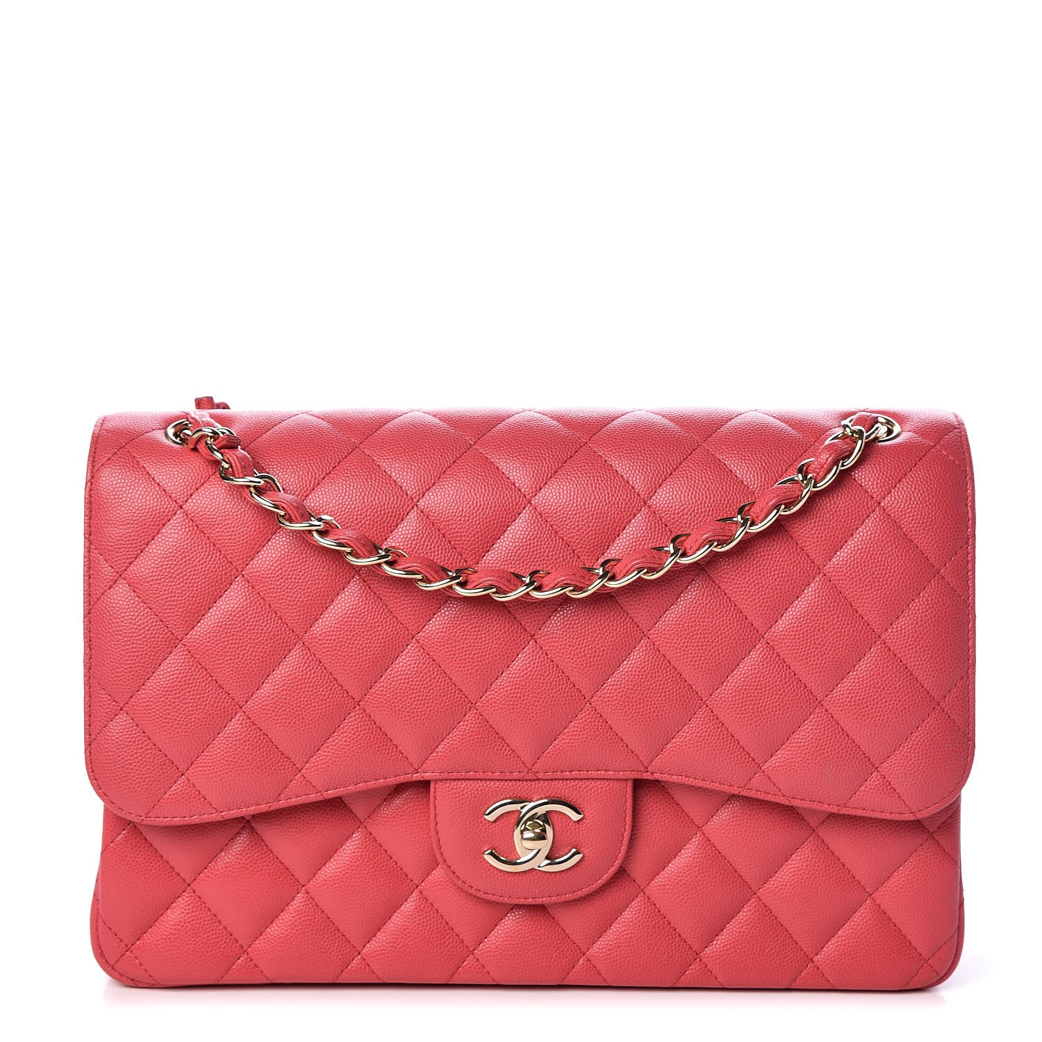 Chanel Caviar Quilted Jumbo Double Flap Dark Pink 1 of 11