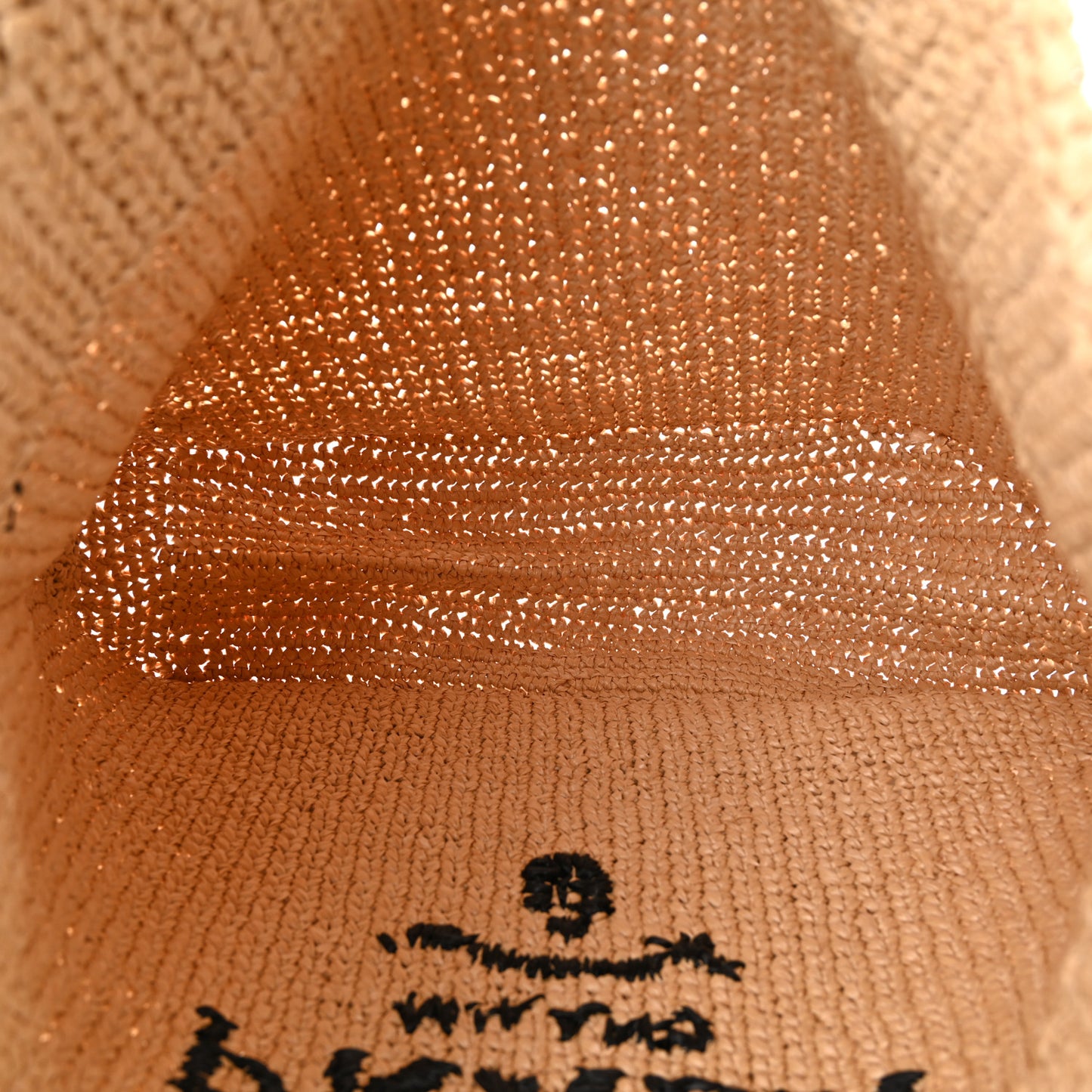 Yarn Raffia Effect Crochet Embroidered Logo Tote Naturale