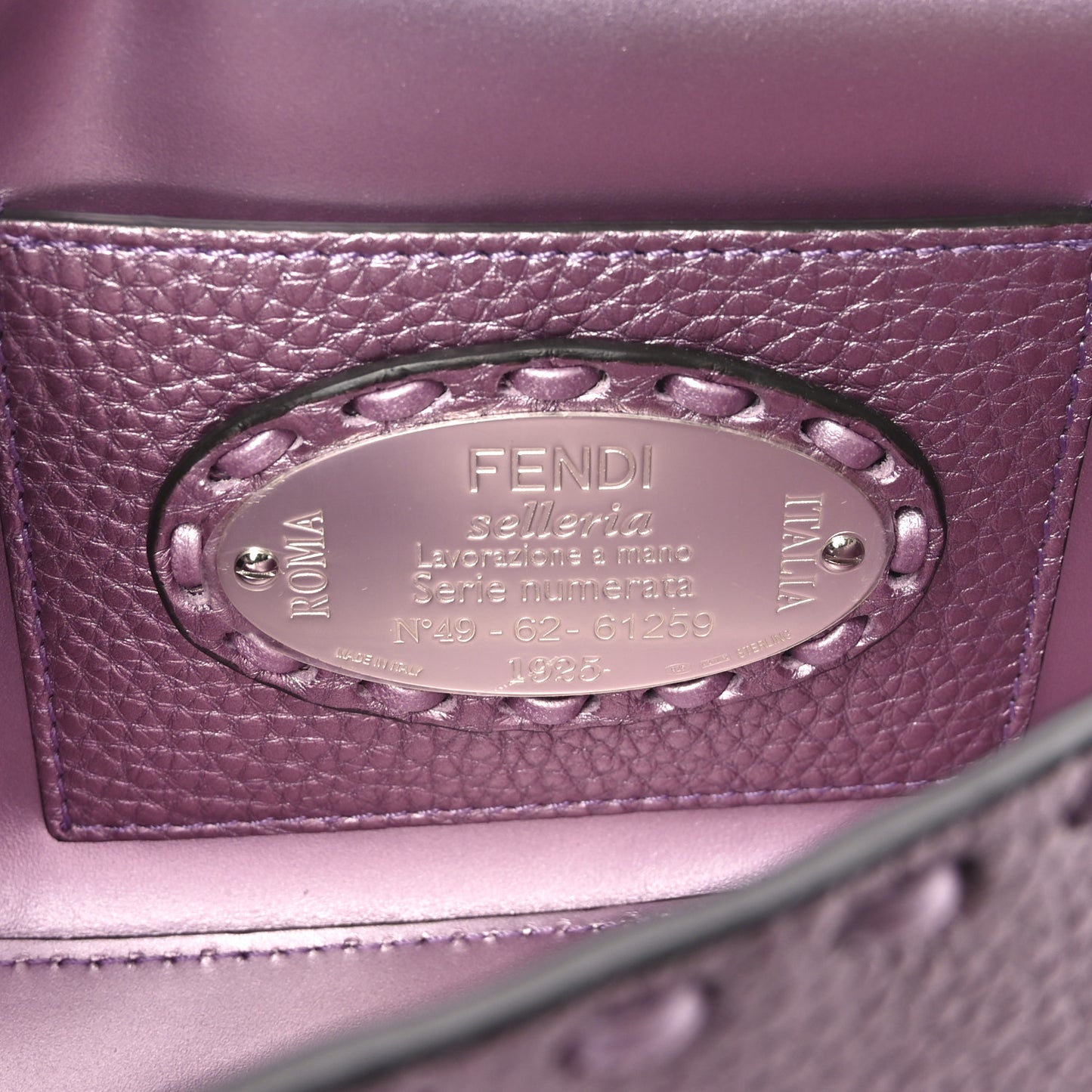 Metallic Cuoio Roma Sellerissima Nappa Sintetica Tape Stitch Mini Baguette Rosa Placca Argento