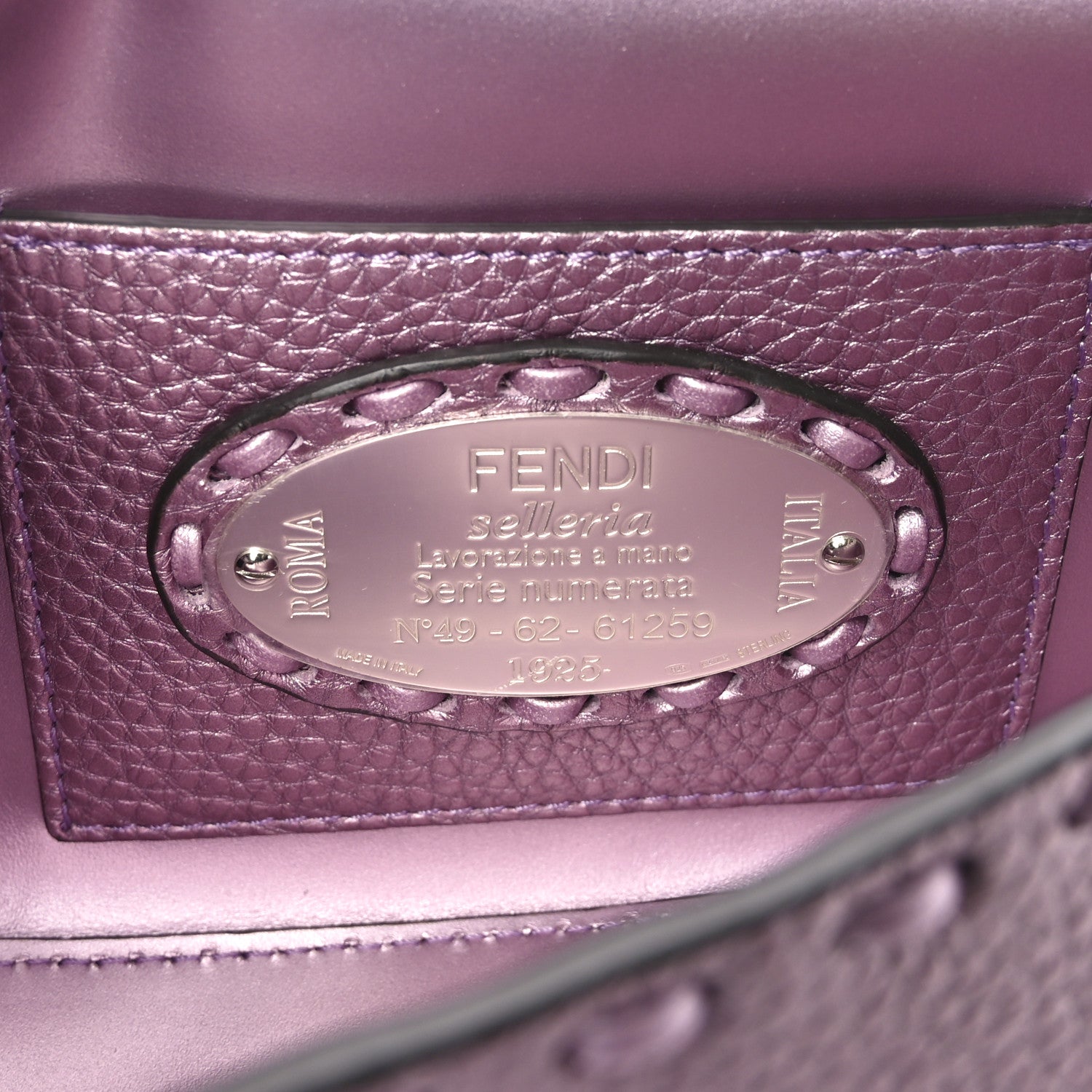 Fendi Metallic Cuoio Roma Sellerissima Nappa Sintetica Tape Stitch Mini Baguette Rosa Placca Argento 6 of 9