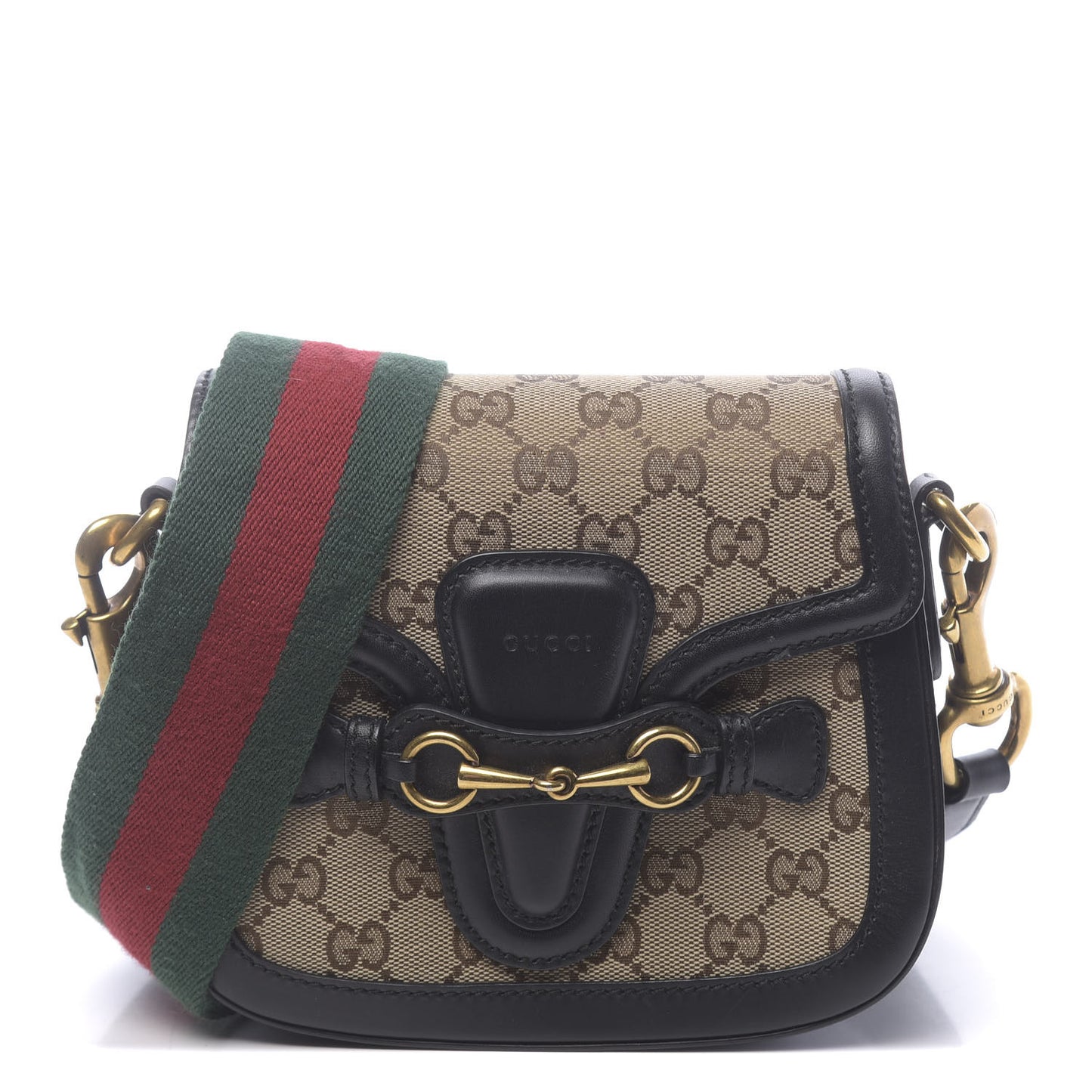 Monogram Small Lady Web Shoulder Bag Beige Black