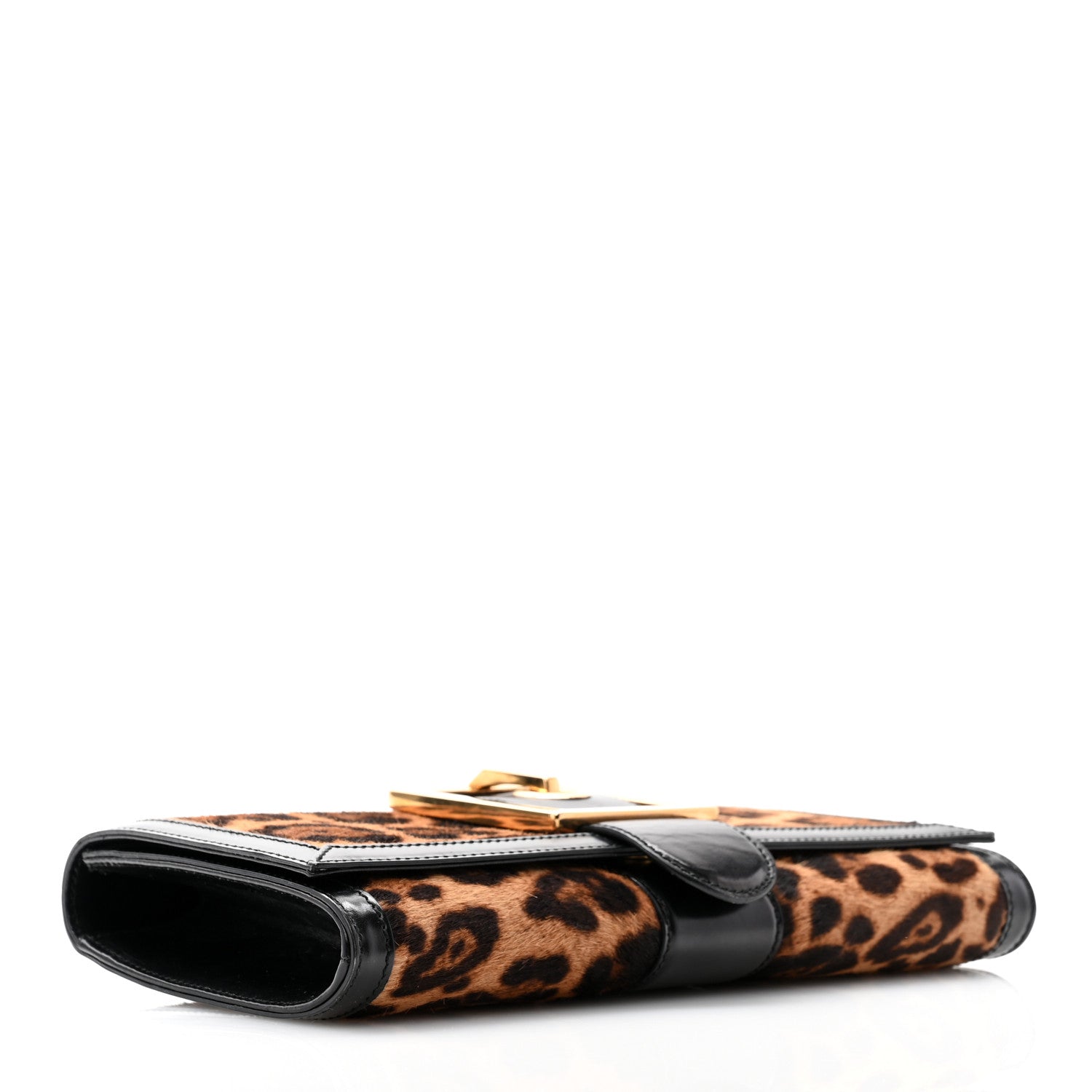 Gucci Calf Hair Jaguar Printed Small Lady Buckle Clutch Black 4 of 13
