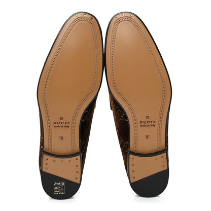 Gucci Velvet GG Monogram Goatskin Mens Horsebit Loafers 10 Brown Black 5 of 11