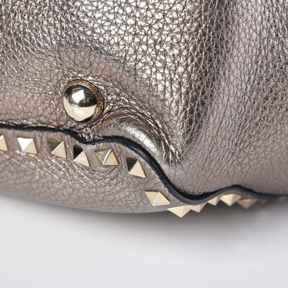 Valentino Garavani Metallic Alce Printed Calfskin Medium Rockstud Tote Sasso 11 of 11