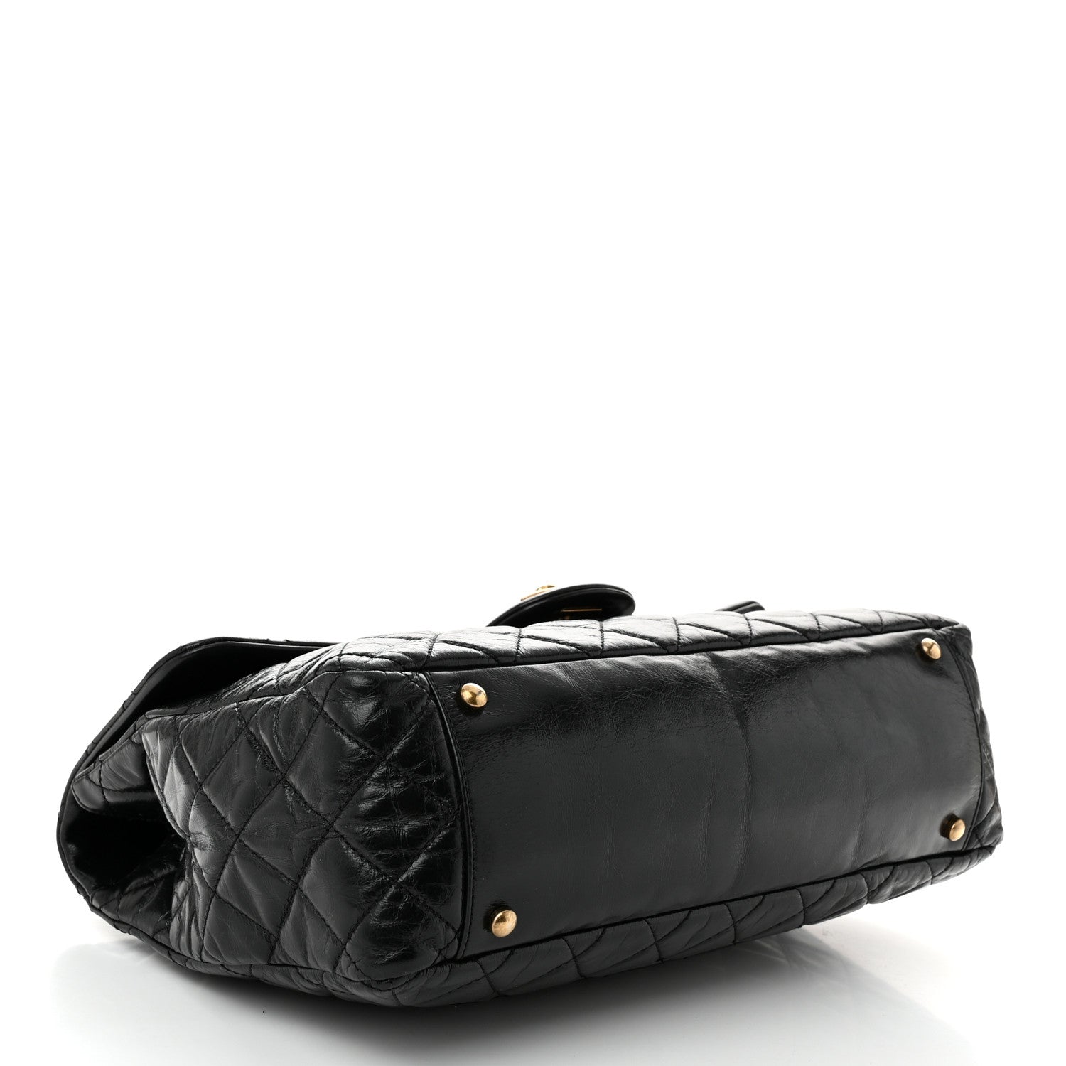 Chanel Glazed Calfskin Castle Rock Large Flap Black Burgundy 4 of 11