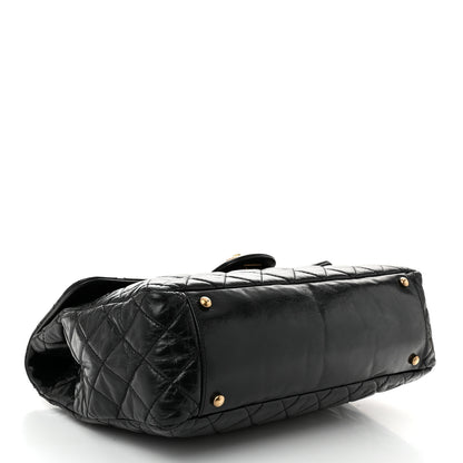 Chanel Glazed Calfskin Castle Rock Large Flap Black Burgundy 4 of 11