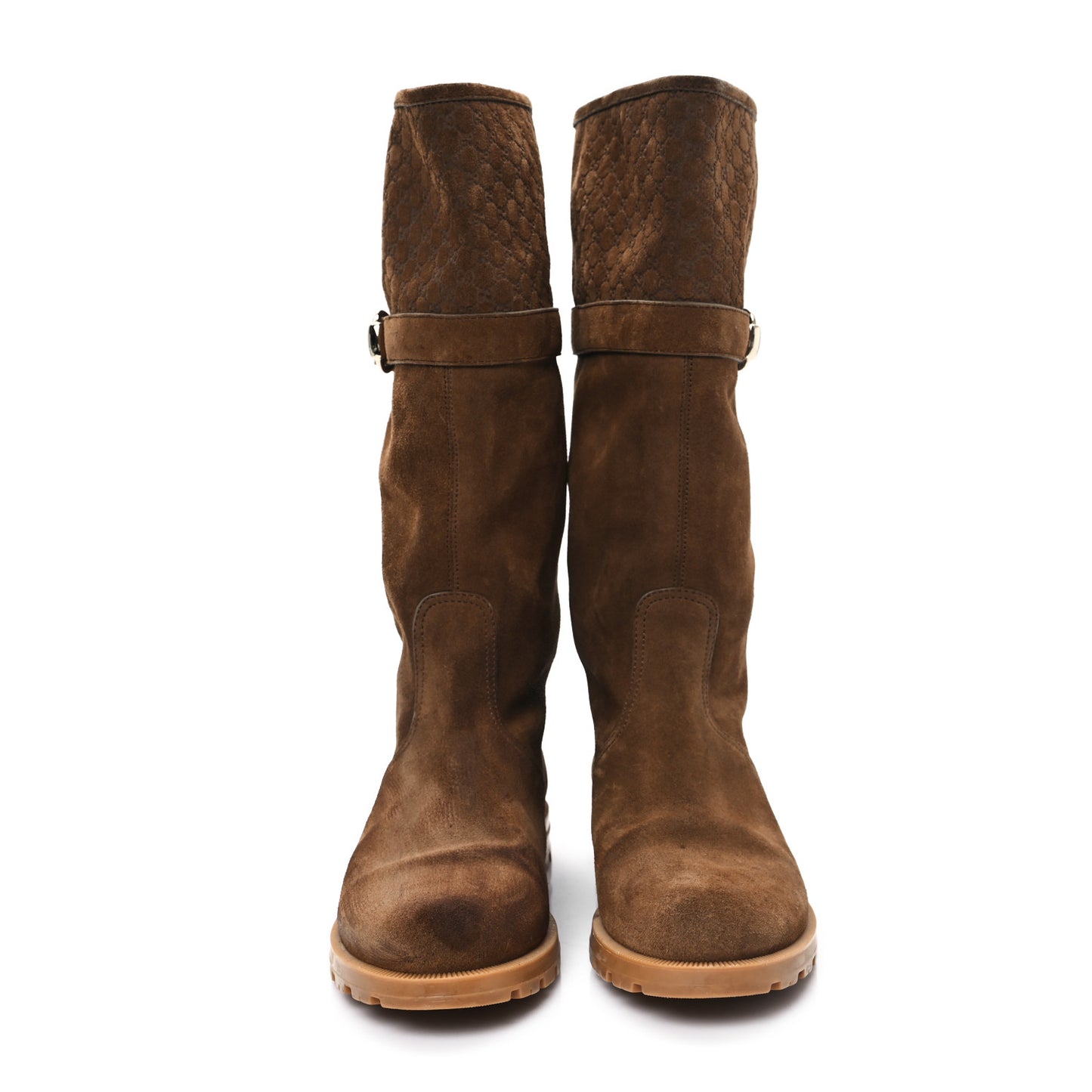 Suede Microguccissima Knee Boots 37.5 Brown