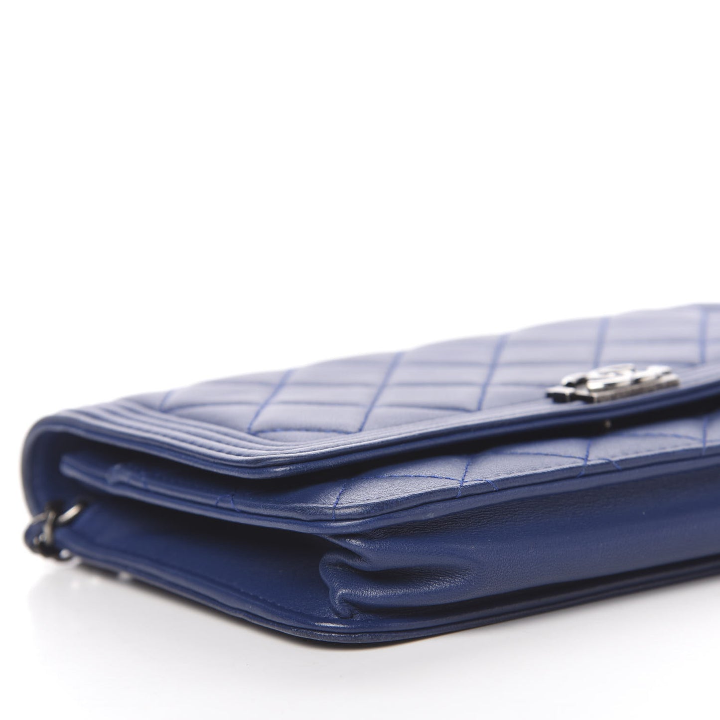 Lambskin Quilted Boy Wallet On Chain WOC Blue