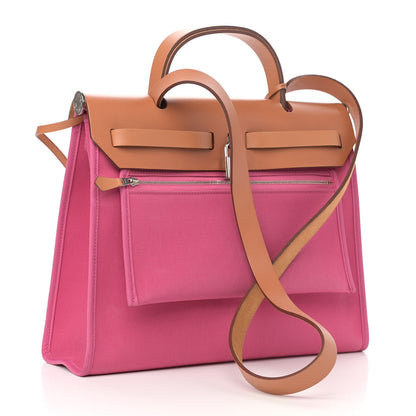 Hermes Vache Hunter Toile Herbag Zip 31 PM Rose Lipstick 3 of 12