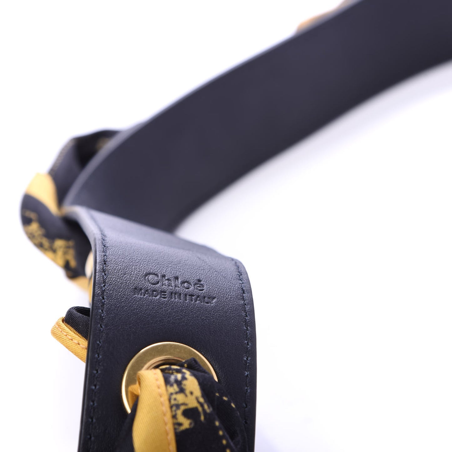 Calfskin Silk Little Horses Scarf Strap Navy