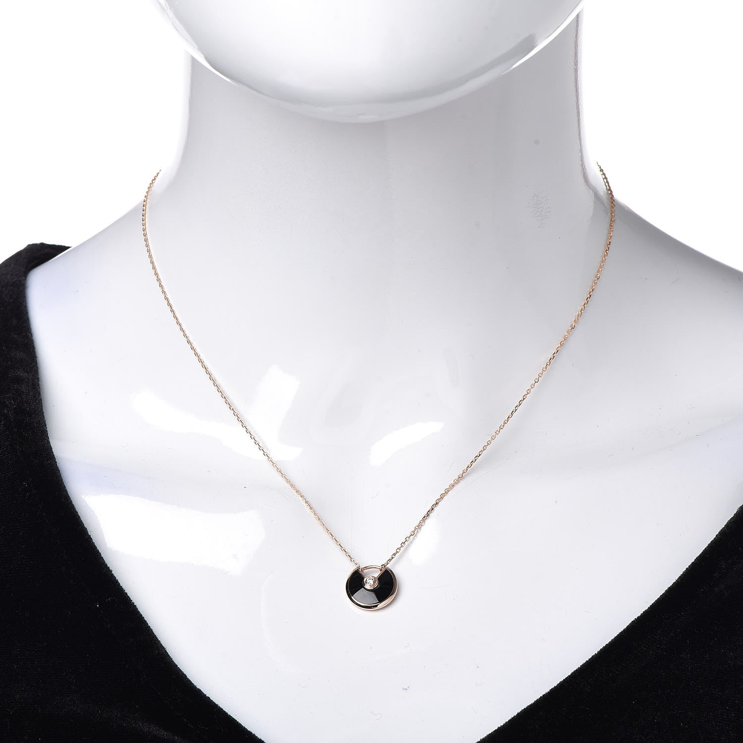 Cartier 18K Pink Gold Diamond Black Onyx XS Amulette de Cartier Pendant Necklace 2 of 6