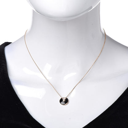 Cartier 18K Pink Gold Diamond Black Onyx XS Amulette de Cartier Pendant Necklace 2 of 6