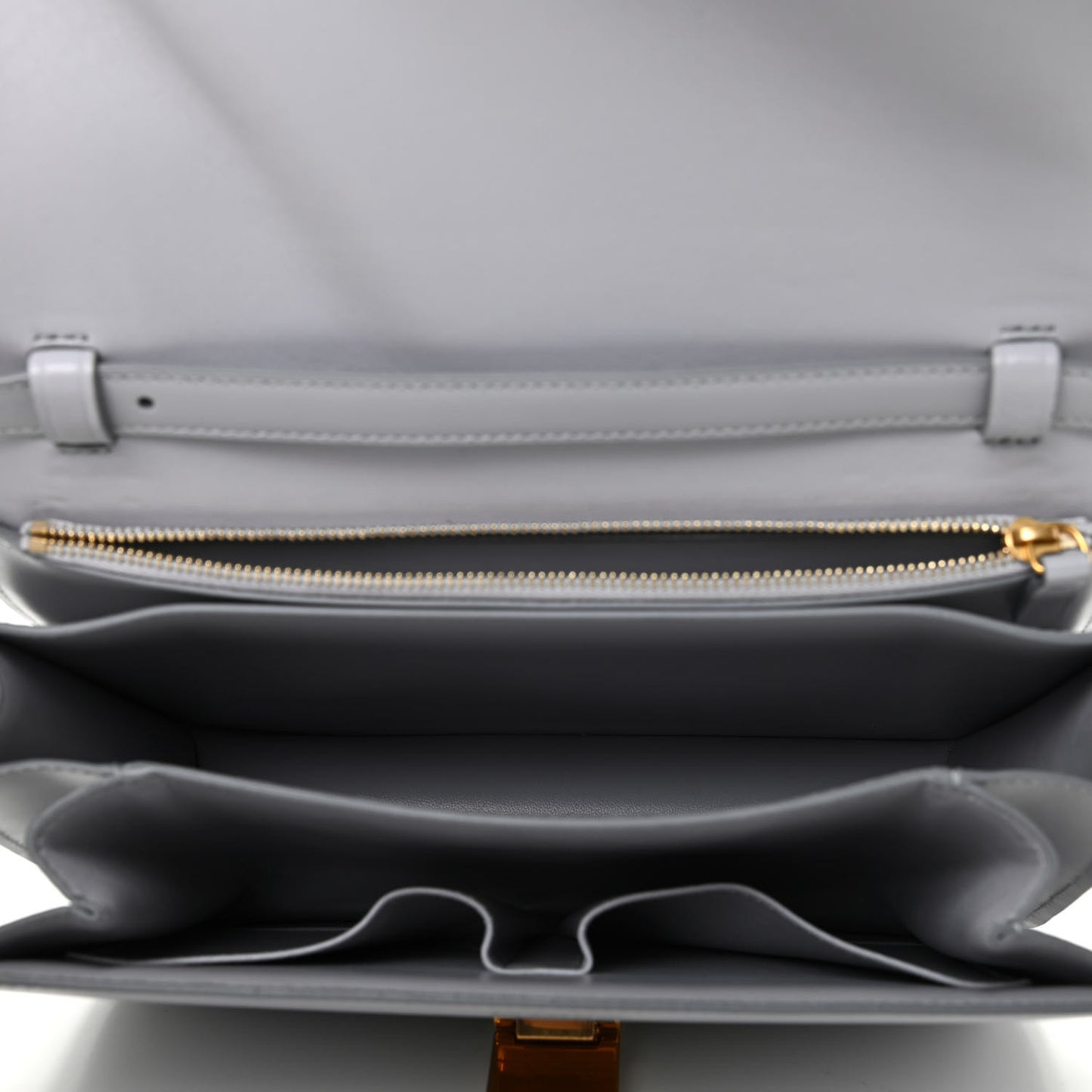 Box Calfskin Medium Classic Box Flap Bag Light Grey