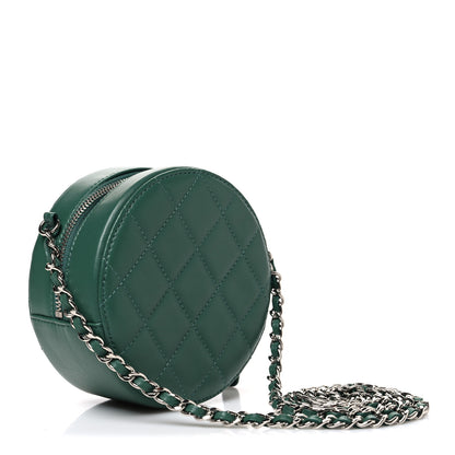 Chanel Lambskin Quilted Round Clutch With Chain Green 3 of 10