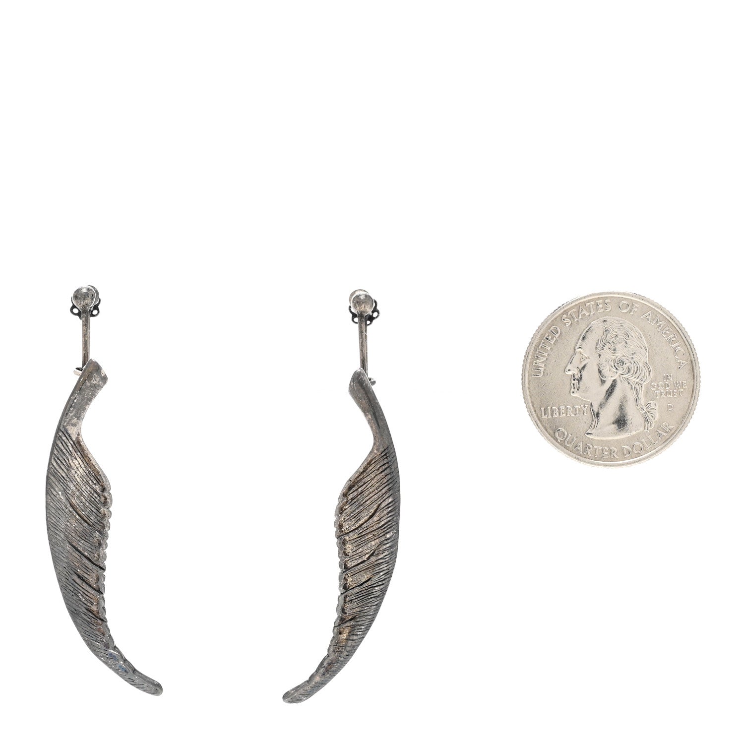 Saint Laurent Feather Earrings Silver 2 of 5