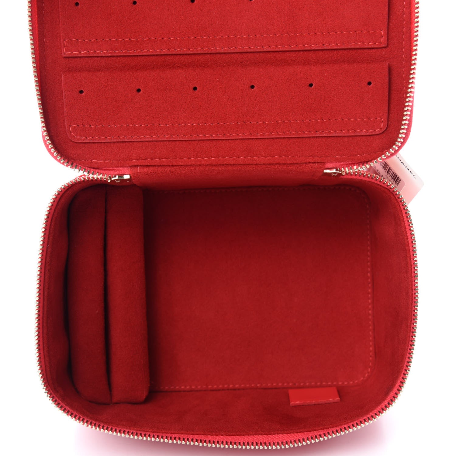 Chanel Caviar Quilted Top Handle Jewelry Case Red 6 of 12
