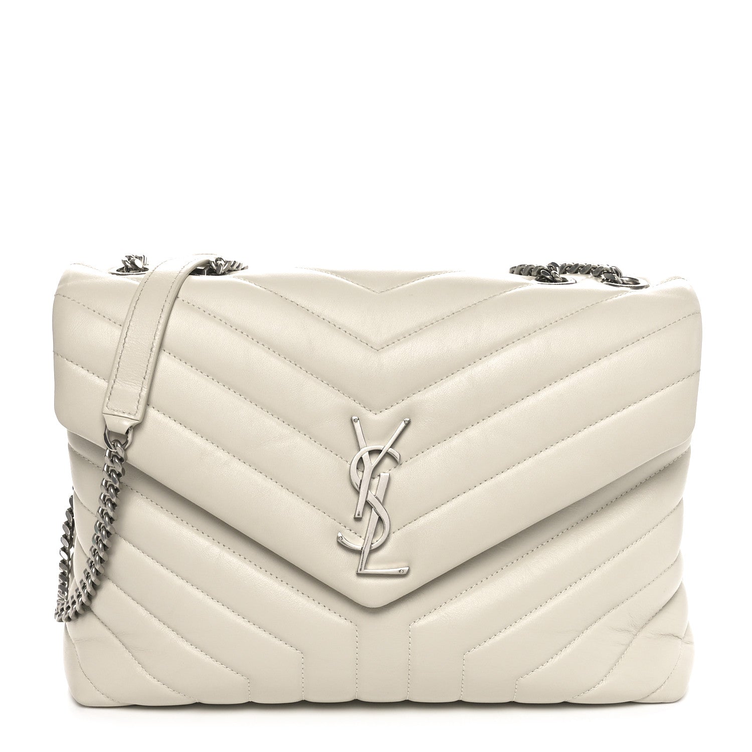 Saint Laurent Calfskin Y Quilted Monogram Medium Loulou Chain Satchel Crema Soft 1 of 10