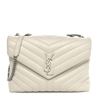 Saint Laurent Calfskin Y Quilted Monogram Medium Loulou Chain Satchel Crema Soft 1 of 10