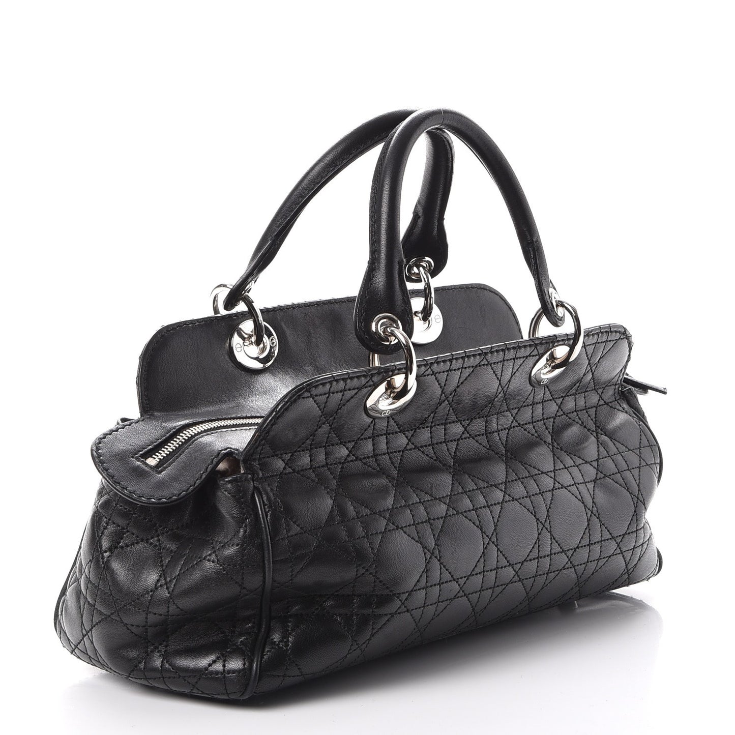 Lambskin Cannage Satchel Black