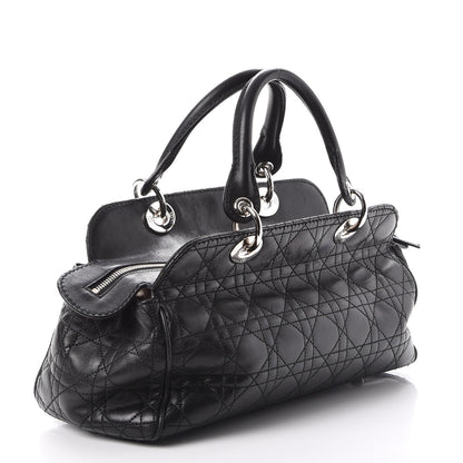 Christian Dior Lambskin Cannage Satchel Black 3 of 9