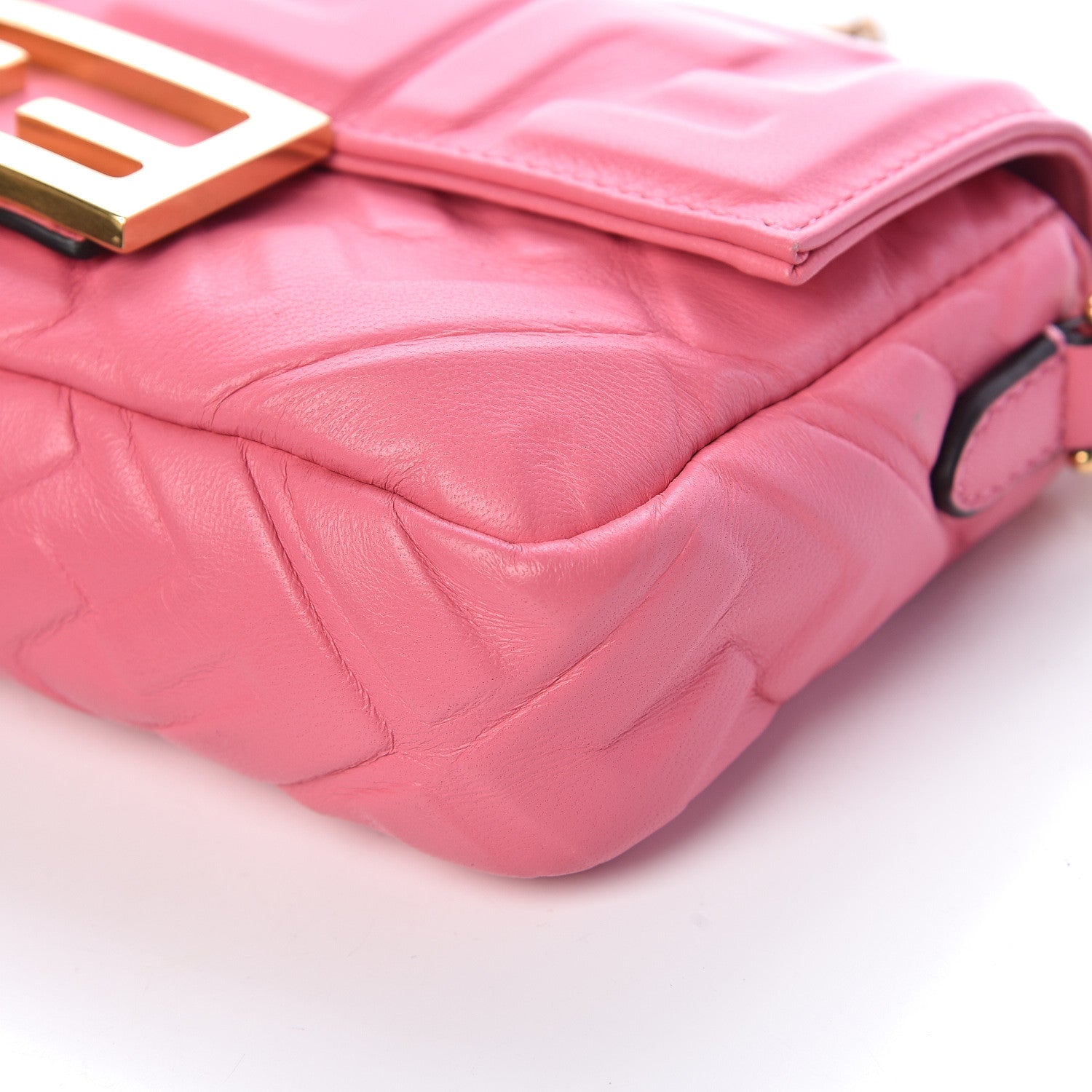 Fendi Nappa FF 1974 Embossed Mini Baguette Rosa Fluo 11 of 12