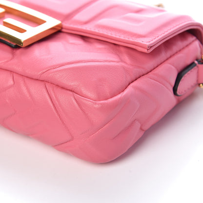 Fendi Nappa FF 1974 Embossed Mini Baguette Rosa Fluo 11 of 12