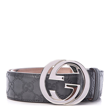 Gucci Guccissima Interlocking G Belt 95 38 Dark Grey 1 of 7