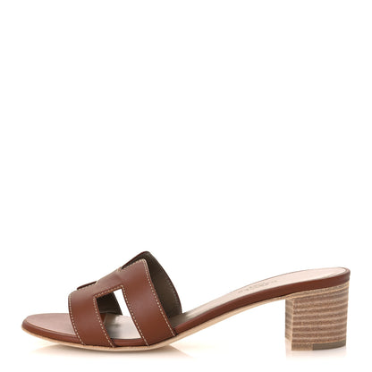 Hermes Calfskin Oasis Sandals 38.5 Gold 1 of 11