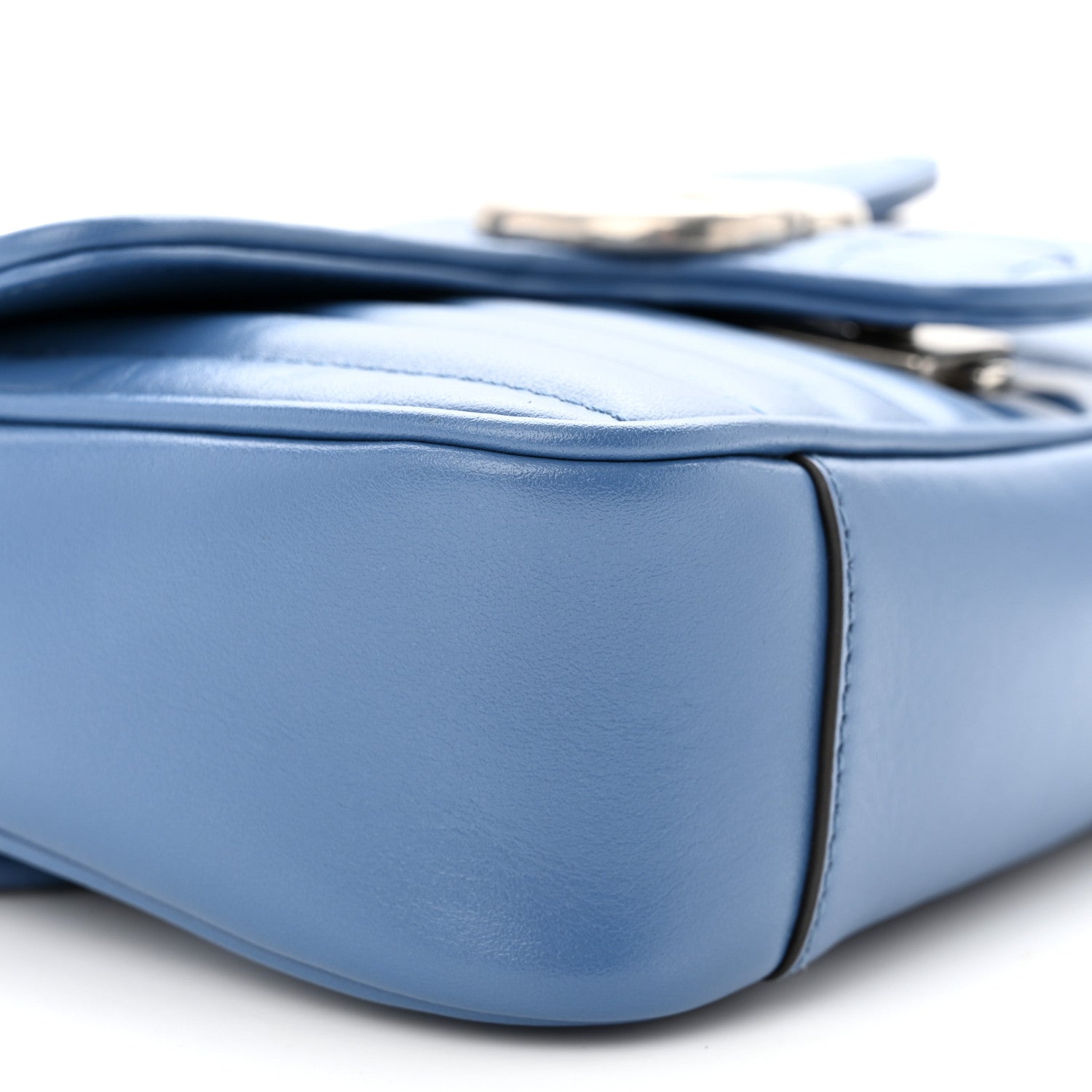 Gucci Calfskin Matelasse Aria Mini GG Marmont Shoulder Bag Clear Blue 9 of 10