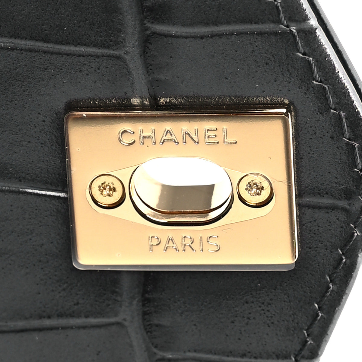 Chanel Calfskin Crocodile Embossed Fifth Avenue Maxi Flap Top Handle Bag Dark Grey 8 of 12