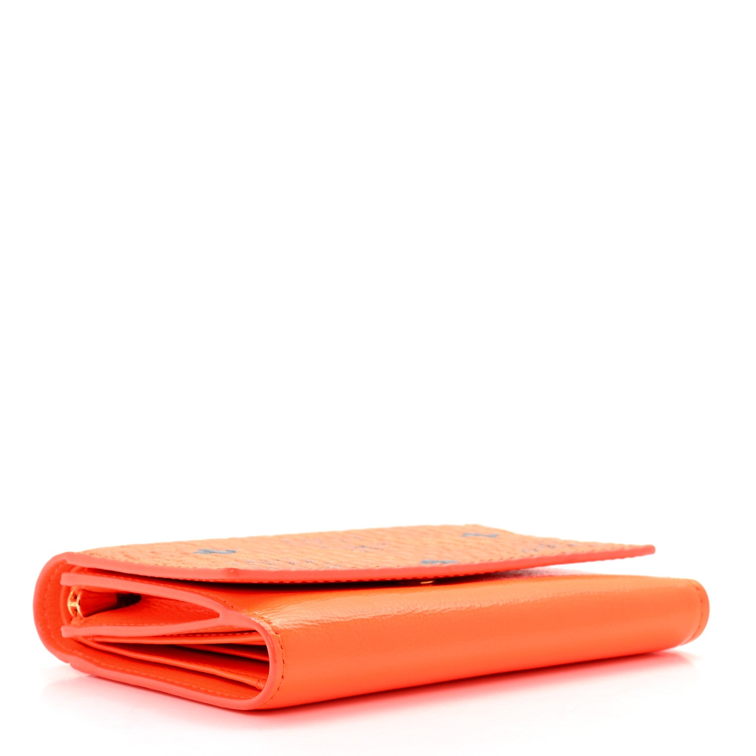 MCM Visetos Patent Trifold Wallet Cognac Orange 4 of 6