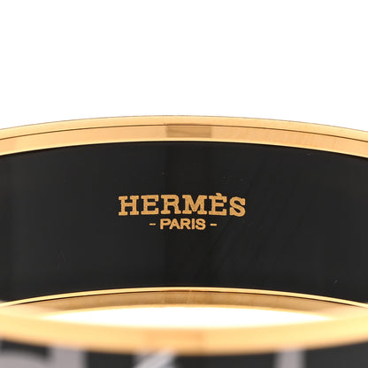 Hermes Enamel Printed Wide Panoplie Equestre Bracelet 65 Faux Gris 4 of 5