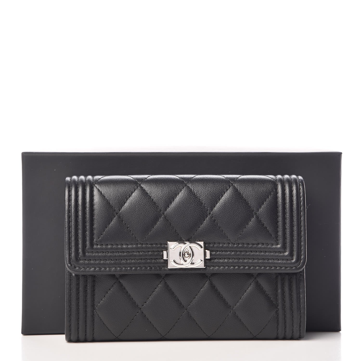 Chanel Calfskin Quilted Small Boy Flap Wallet Black 9 of 9