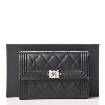 Chanel Calfskin Quilted Small Boy Flap Wallet Black 9 of 9