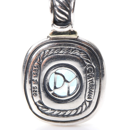 David Yurman Sterling Silver 14K Yellow Gold Blue Topaz 10mm Albion Enhancer Pendant 3 of 3