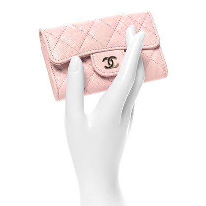 Chanel Caviar Quilted Flap Card Holder Wallet Light Pink 2 of 10