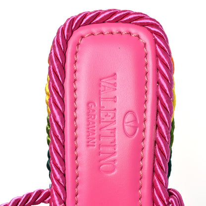 Valentino Garavani Calfskin Rockstud Ankle Strap Torchon Espadrille 25/115mm Wedge Sandals 37 Feminine Pink Multicolor 7 of 8