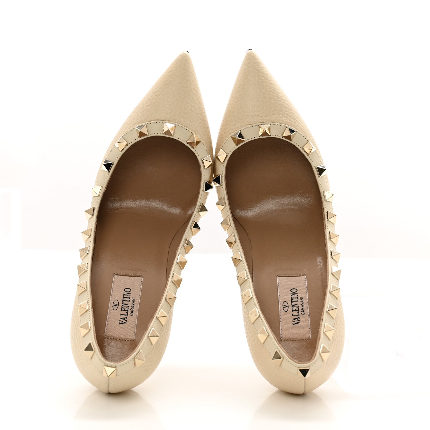 Valentino Garavani Pebbled Calfskin Rockstud 100mm Pumps 36.5 Ivory 2 of 11