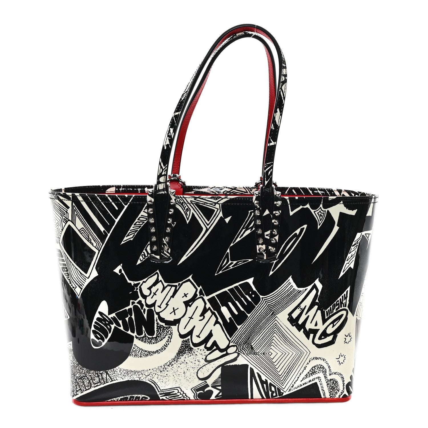 Christian Louboutin Patent Metro Graf Spikes East West Cabata Tote Black 1 of 11