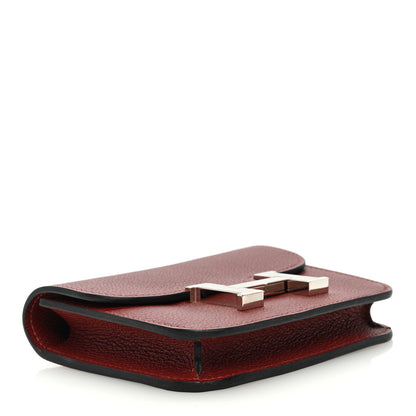 Hermes Evercolor Bi-Color Constance Slim Wallet Rouge H Rose Azalee 5 of 9