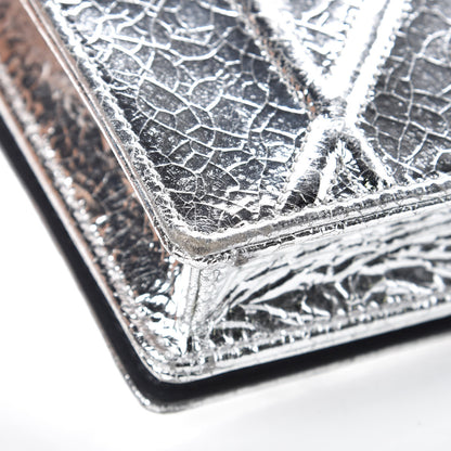 Christian Dior Metallic Ceramic Effect Deerskin Diorama Wallet on Chain Pouch Silver 8 of 8