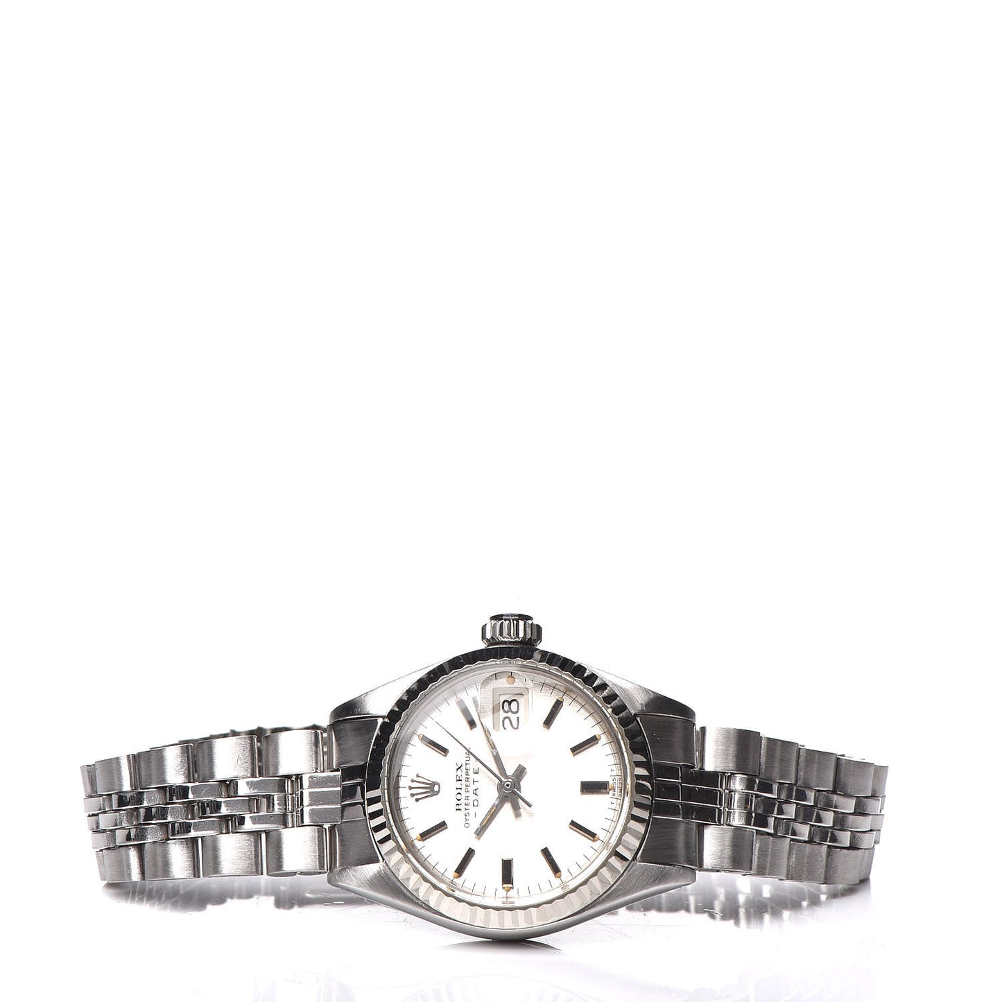 Stainless Steel 18K White Gold 26mm Oyster Perpetual Date Watch Silver 6917