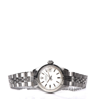 Rolex Stainless Steel 18K White Gold 26mm Oyster Perpetual Date Watch Silver 6917 3 of 7