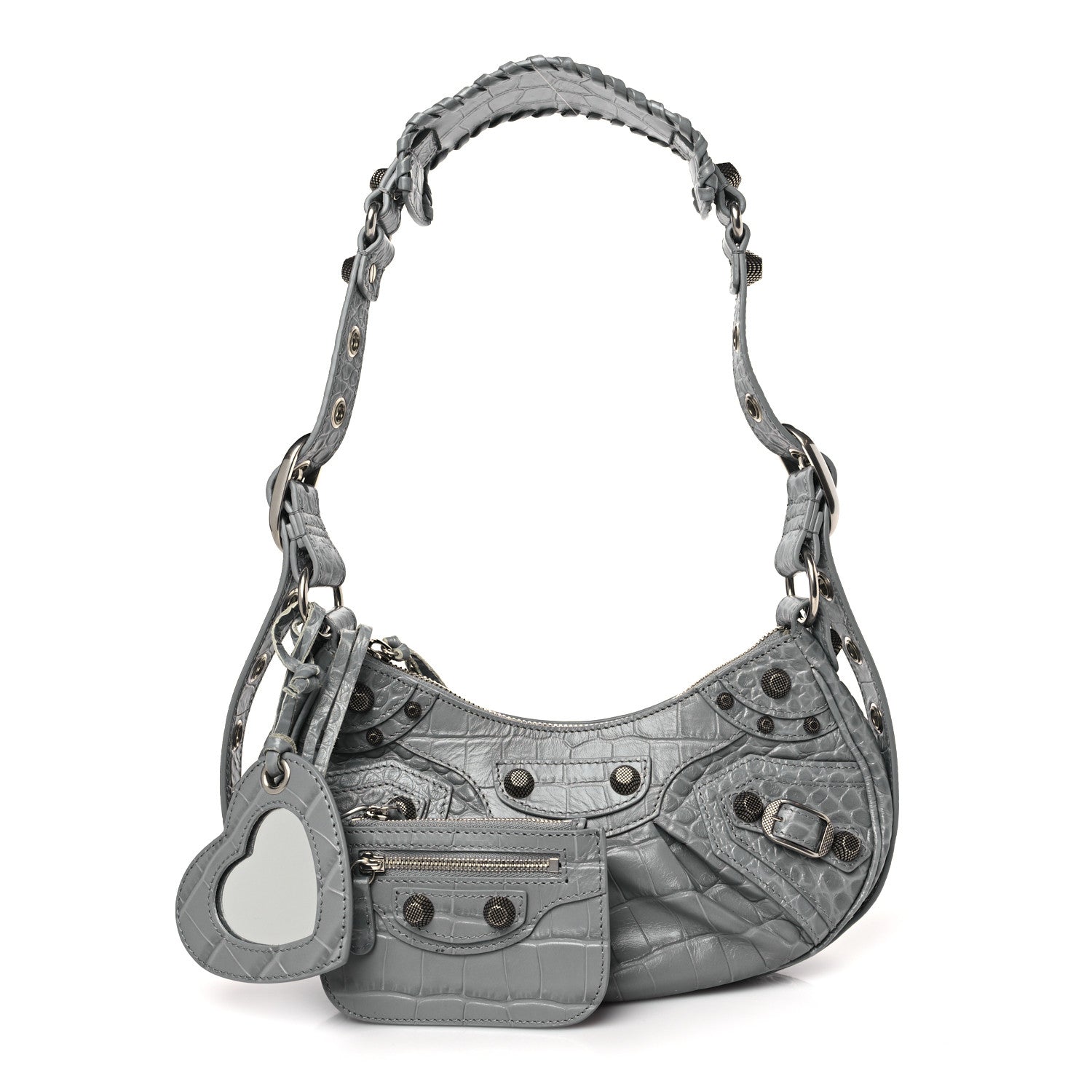 Balenciaga Extra Supple Calfskin Crocodile Embossed XS Le Cagole Shoulder Bag Balenciaga Grey 1 of 9