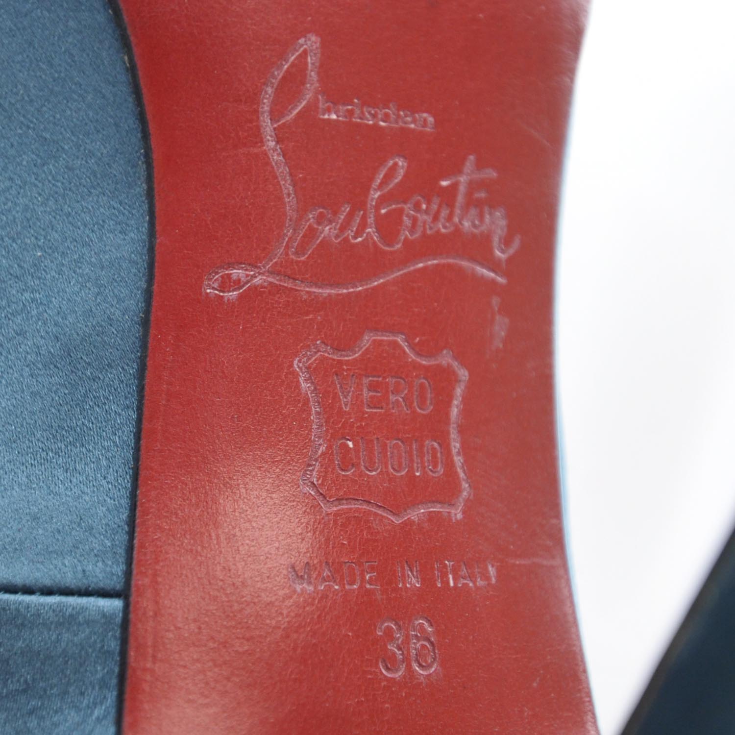 Christian Louboutin Satin Pigalle 85 Pumps 36 Teal 7 of 7