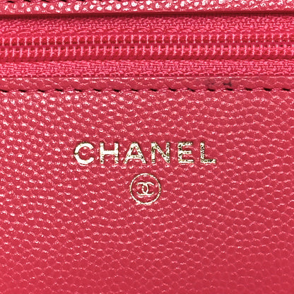 Chanel Caviar Quilted French New Wave Chain CC Wallet On Chain WOC Pink 6 of 11