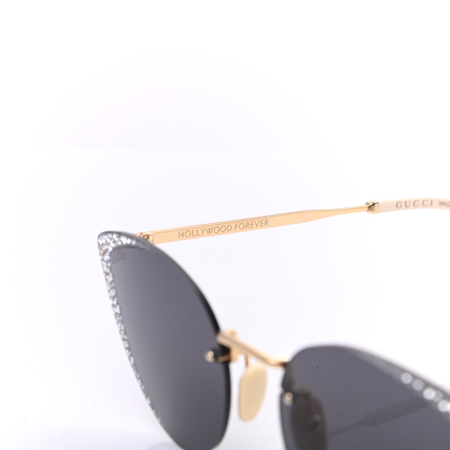Metal Crystal Geometrical Frame Sunglasses GG0898S Silver Gold