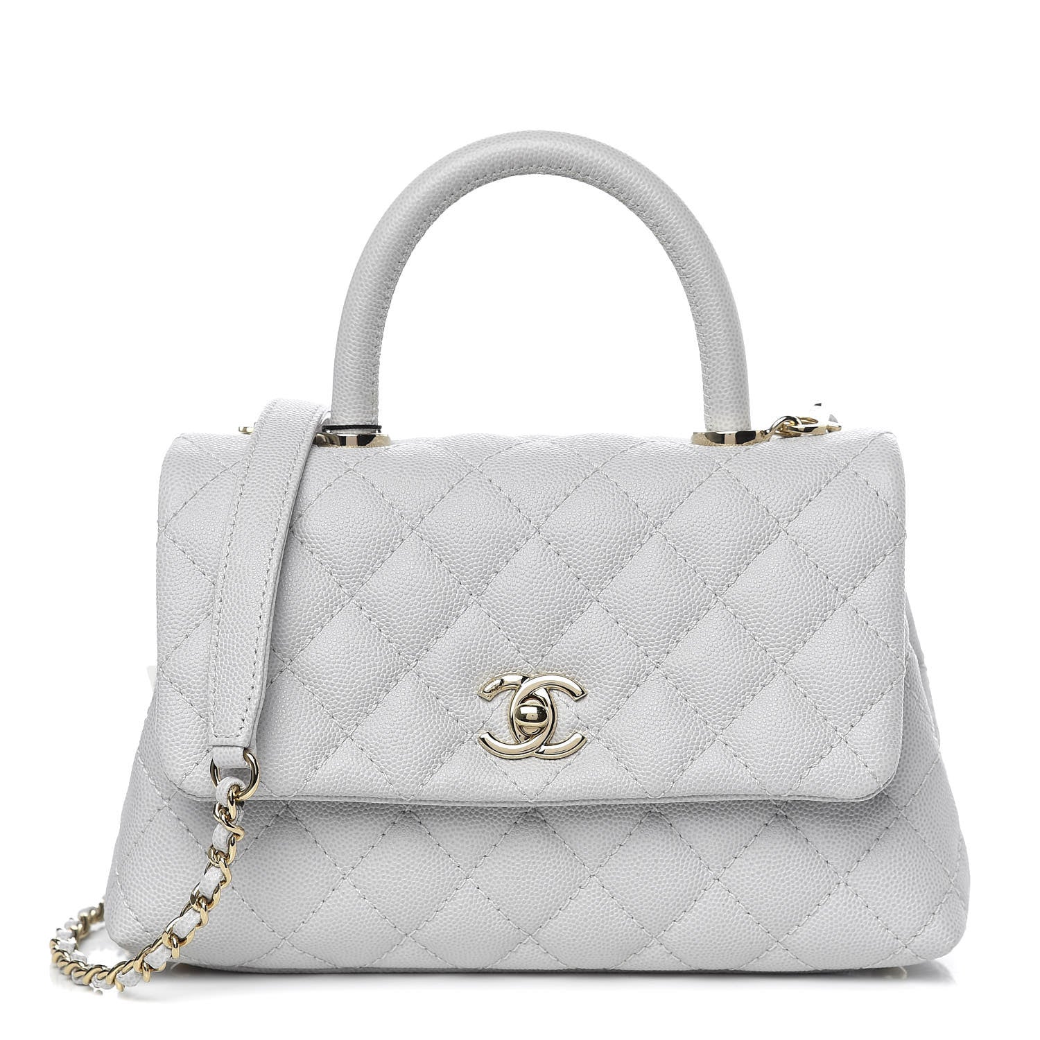 Chanel Caviar Quilted Mini Coco Handle Flap Light Grey 1 of 10