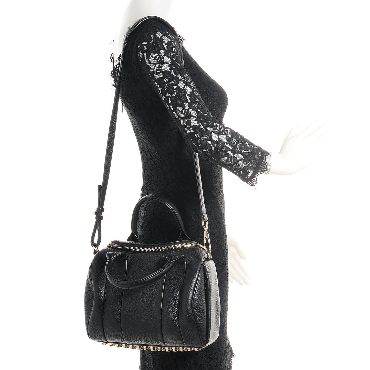 Pebbled Lambskin Rockie Black w Pale Gold Hardware